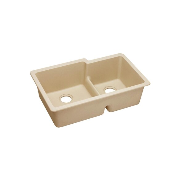 Quartz Classic 33 X 20-1/2 X 9-1/2 Offset Double Bowl Undermount Sink With Aqua Divide Sand
